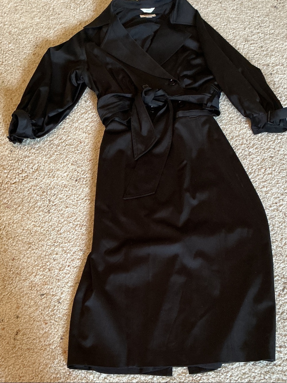 Black Satin Midi skirt with Tie Waist double breasted cropped jacket
